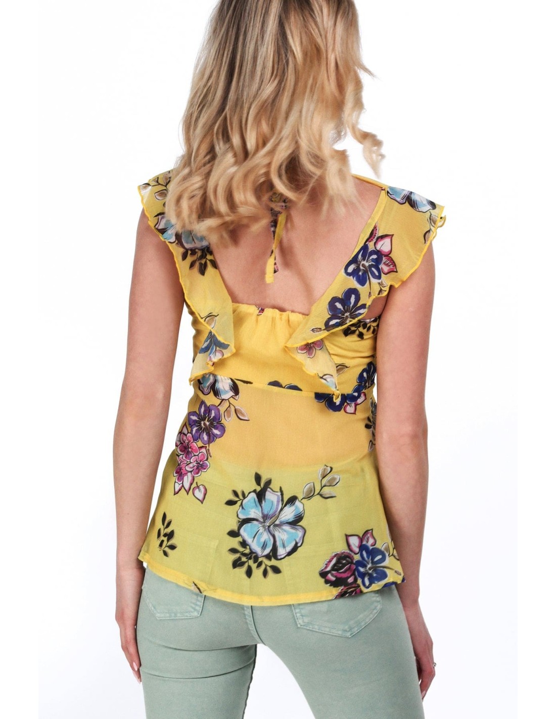 Yellow floral blouse for everyday use MP28633 - Online store - Boutique